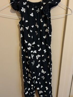 jumping beans Black Jumpsuit with White Butterfly Print
